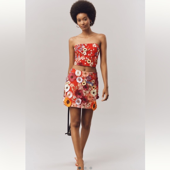 Anthropologie NWT Sz M (runs a little small) stunning Endless Rose floral skirt - Picture 2 of 16